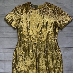 MODI vintage hand detailed gold sequin party dress